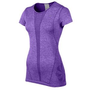 Nike Dri FIT Knit Short Sleeve T Shirt   Womens   Running   Clothing   Electro Purple/Heather/Reflective Silver