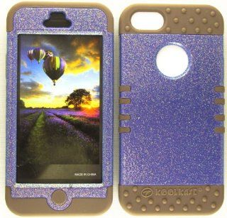 Cell Phone Skin Case Cover For Apple Iphone 5 Glitter Light Purple    Brown Rubber Skin + Hard Case Cell Phones & Accessories