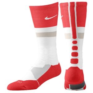 Nike Hyperelite Fanatical Crew Socks   Basketball   Accessories   White/Pewter/University Red