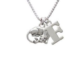 Silver Panther Initial F Charm Necklace Pendant Necklaces Jewelry