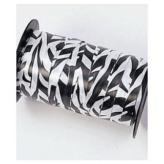 3/8 x 250 yds. Splendorette Zebra Curling Ribbon, Black/White