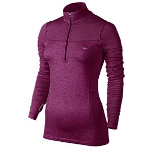 Nike Dri FIT Knit Long Sleeve 1/2 Zip Top   Womens   Running   Clothing   Raspberry Red/Heather/Reflective Silver