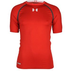 Under Armour Heatgear Dynasty Compression S/S T Shirt   Mens   Running   Clothing   Red/Steel/White