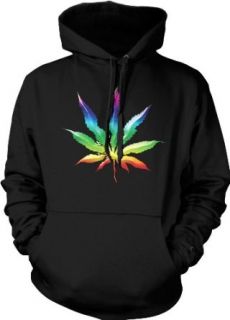 Psychedelic Rainbow Pot Leaf Mens Sweatshirt, Funny Trendy Hot Weed Smoking Mens Pullover Hoodie Clothing
