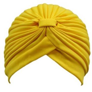 Luxury Divas Yellow Classy Polyester Turban Hat Head Cover Sun Cap