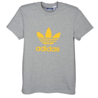 adidas Originals Trefoil S/S Logo T Shirt   Mens   Casual   Clothing   Medium Grey Heather/Sunshine