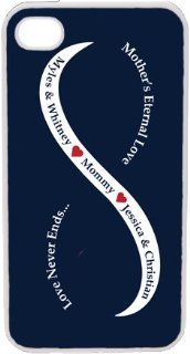 Navy Blue and White Infinity Mother's Love Four Navy Names on iPhone 4 4s Case Cell Phones & Accessories