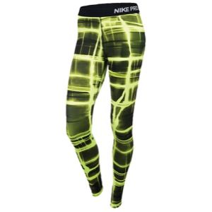 Nike Pro Printed Tight   Womens   Training   Clothing   Glow/Volt/Black