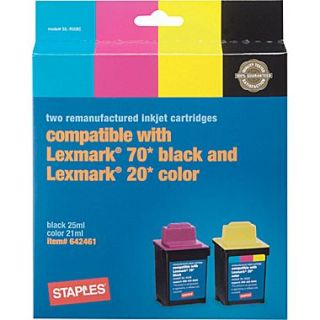 Remanufactured Black and Color Ink Cartridges Compatible with Lexmark 70/20, 2/Pack