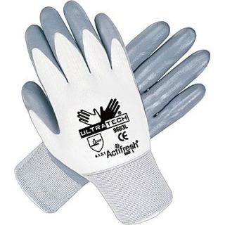 Memphis Gloves UltraTech Coated Gloves, 100% Nitrile, Hemmed Cuff, Medium, Brown