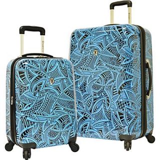 Travelers Choice TC8200 Midway 2 Piece Hardside Expandable Luggage Set, Blue Tribal Print