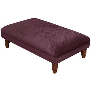 Purple Augusta footstool with dark wood feet