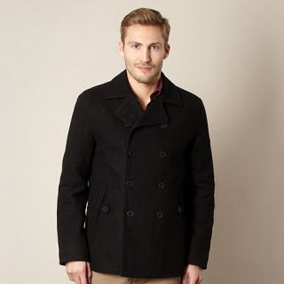 Ben Sherman Black wool blend double breasted coat