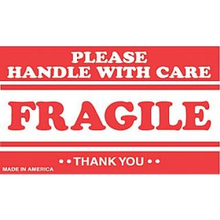 Tape Logic Fragile Please Handle with Care Shipping Label, 3 x 5, 500/Roll