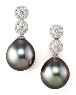 Diamond & Pearl Drop Earrings   Assael   Black