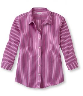 Wrinkle Resistant Pinpoint Oxford Shirt, Three Quarter Sleeve, Stripe