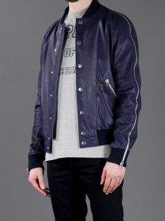 Pierre Balmain Zip Leather Bomber Jacket   Zoo Fashions