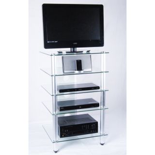 RTA Home and Office T1D 137TV NEW Tier One Designs Clear Glass TV Stand/Audio Rack   TV Stands