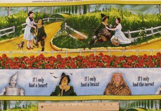 The Wizard of Oz "IF I ONLY HAD A BRAIN" Sewing Quilting Craft JUDY GARLAND as DOROTHY and THE SCARECROW Fabric (2 Yards)