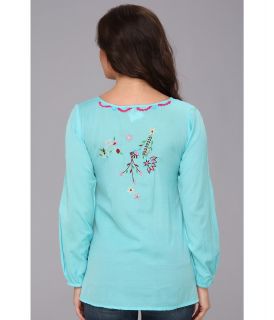 Scully Scully Laila Embroidered Blouse Turquoise