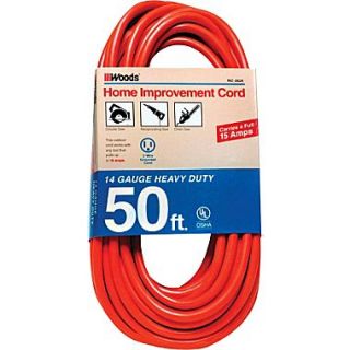 Woods PVC Jacket SJTW Outdoor Extension Cord, 14/3 AWG, 50 ft (L)