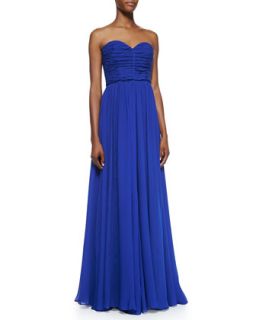 Womens Strapless Silk Chiffon Gown, Sapphire   Michael Kors   Sapphire (8)