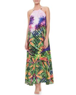 Womens Rio Halter Maxi Coverup Dress, Oasis Print   Seafolly   Oasis (LARGE)