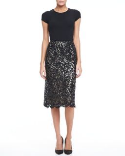Womens Floral Embellished Lace Skirt   Michael Kors   Black (0)