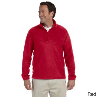 Harriton Mens Quarter zip 8 ounce Fleece Pullover Red Size 2XL