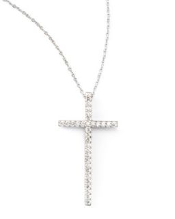 Large Diamond Cross Pendant Necklace, White Gold   KC Designs   White gold
