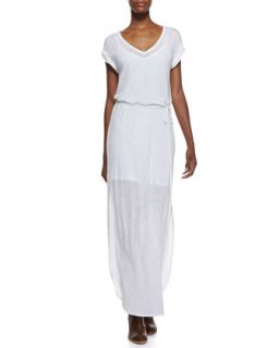 Womens V Neck Tie Front Maxi Dress, White   Splendid   White (LARGE)