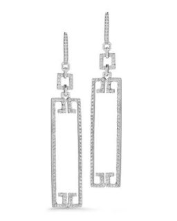 Patras Sliver 18k Open Frame Rectangle Diamond Earrings   Ivanka Trump   Tan