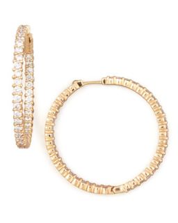 38mm Rose Gold Diamond Hoop Earrings, 2.46ct   Roberto Coin   Gold (38mm ,46ct ,