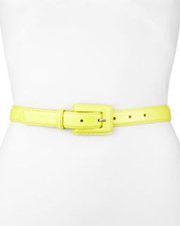 Patent Leather Belt, Lemon Yellow   Yellow (LARGE)
