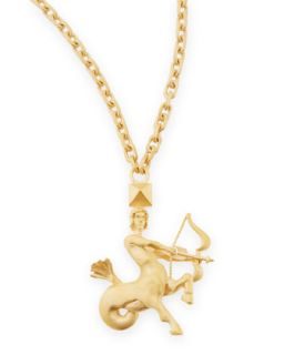 Golden Sagittarius Zodiac Necklace, 36L   Valentino   Gold