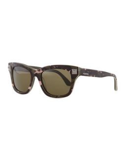 Camo Resin Sunglasses with Rockstud Temple, Poudre (Powder Pink)   Valentino  