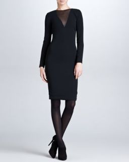 Womens Nichola Plunging Illusion Dress, Black   Ralph Lauren Black Label  