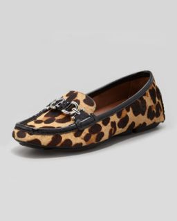Viky Animal Print Calf Hair Driver Shoe   Donald J Pliner   Black (leopard) (36.