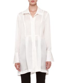 Womens Long Sleeve Tunic Blouse   Donna Karan   Ivory (4)