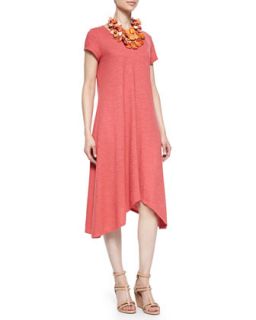 Womens Short Sleeve Handkerchief Jersey Dress   Eileen Fisher   Sunset (M