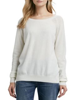 Womens Raglan Sleeve Cashmere Sweater, Winter White   Vince   Winter white