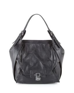Valerie Leather Latch Shoulder Bag, Black   Kooba