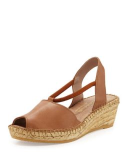 Dainty Leather Slip On Espadrille Wedge, Brown   Andre Assous   Cuoio (tan) (8.