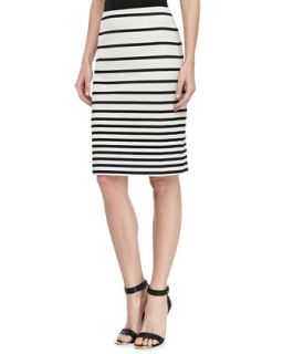 Womens Striped Knit Pencil Skirt,   Halston Heritage   Black stripe (8)