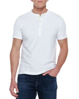 Mens Pensacola Short Sleeve Henley Shirt, White   Billy Reid   White (XL)