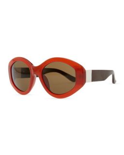 Row 71 Thick Plastic Oval Sunglasses, Rust   THE ROW   Rust