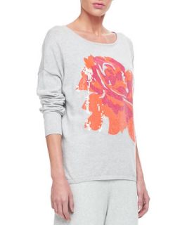 Womens Sequin Dolman Sleeve Sweater, Petite   Joan Vass   Soft grey (0P (4P))