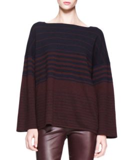 Womens Oversized Multi Stripe Sweater   THE ROW   Mahogany/Blueberr (SMALL)
