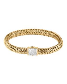 Classic Chain Gold Diamond Bracelet, Medium   John Hardy   Gold