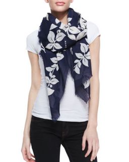 Bread Fruit Printed Scarf   Marc Jacobs   Navy (ONE SIZE)